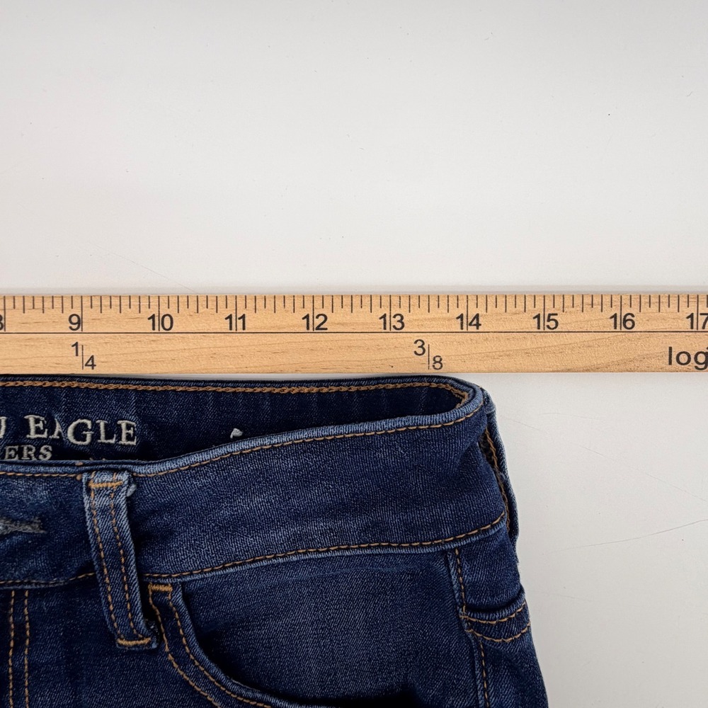 American Eagle Jegging Women 6 Short Dark Blue Stretch Skinny Jeans - Picture 6 of 8